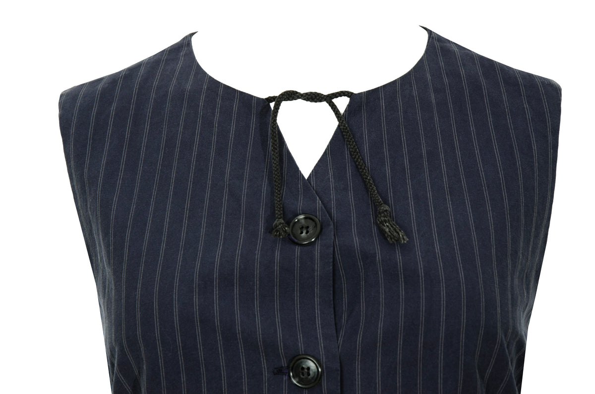 90s Marcel Marongiu pinstripe waistcoat - 100% cotton - Made in France