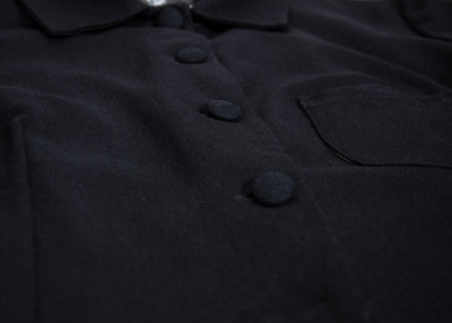 Vintage 100% wool black tailored avant garde jacket with multi buttons front closure