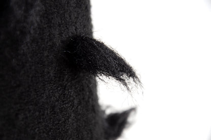 Rare Biche de Bere black boiled wool dress with 3D tufted wool pompom details