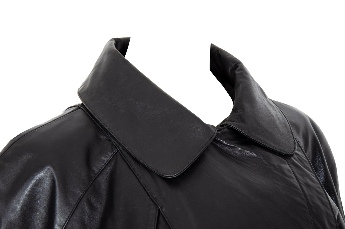 80s Michael Hoban for North Beach Leather black cinched waist biker jacket