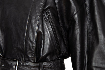 80s Michael Hoban for North Beach Leather black cinched waist biker jacket