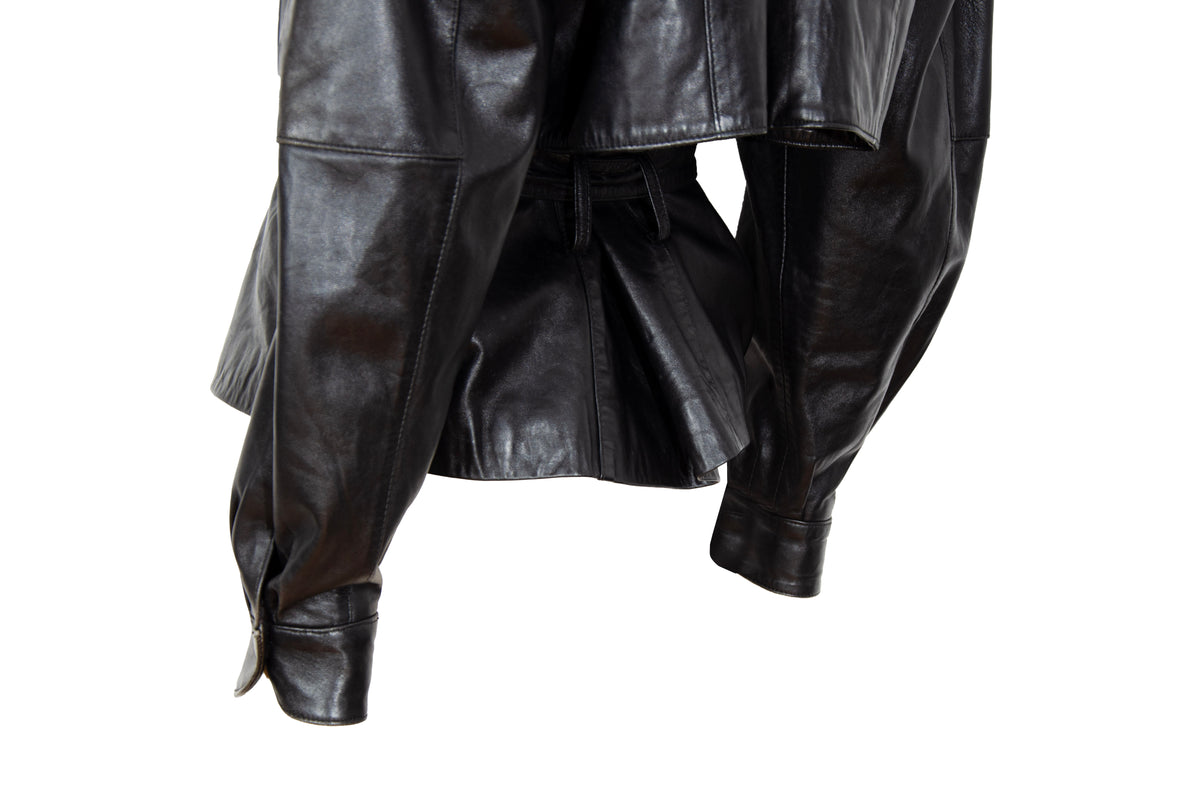 80s Michael Hoban for North Beach Leather black cinched waist biker jacket