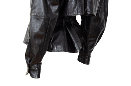 80s Michael Hoban for North Beach Leather black cinched waist biker jacket