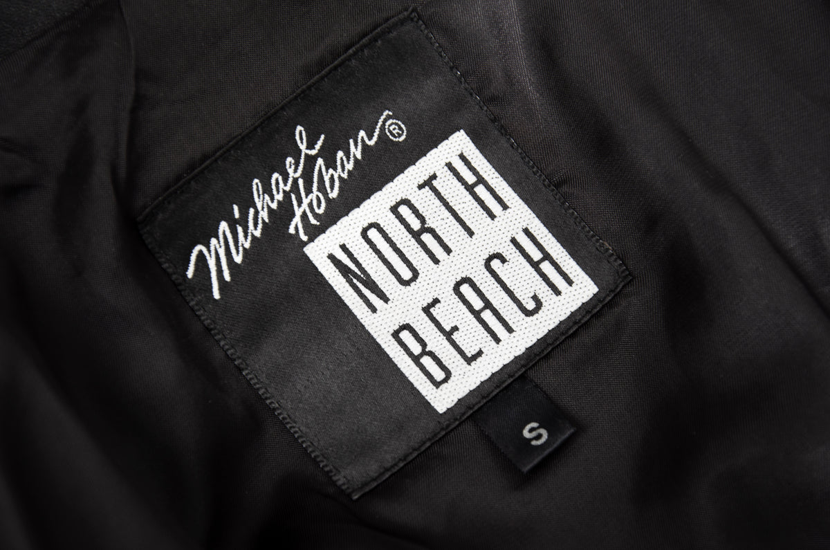 80s Michael Hoban for North Beach Leather black cinched waist biker jacket