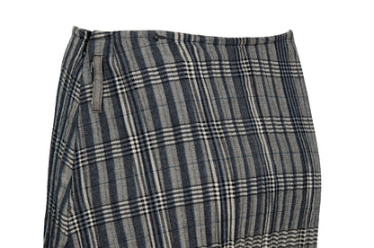 2000s permanent pleats plaid deconstructed avant garde skirt - Vintage French brand - Made in France