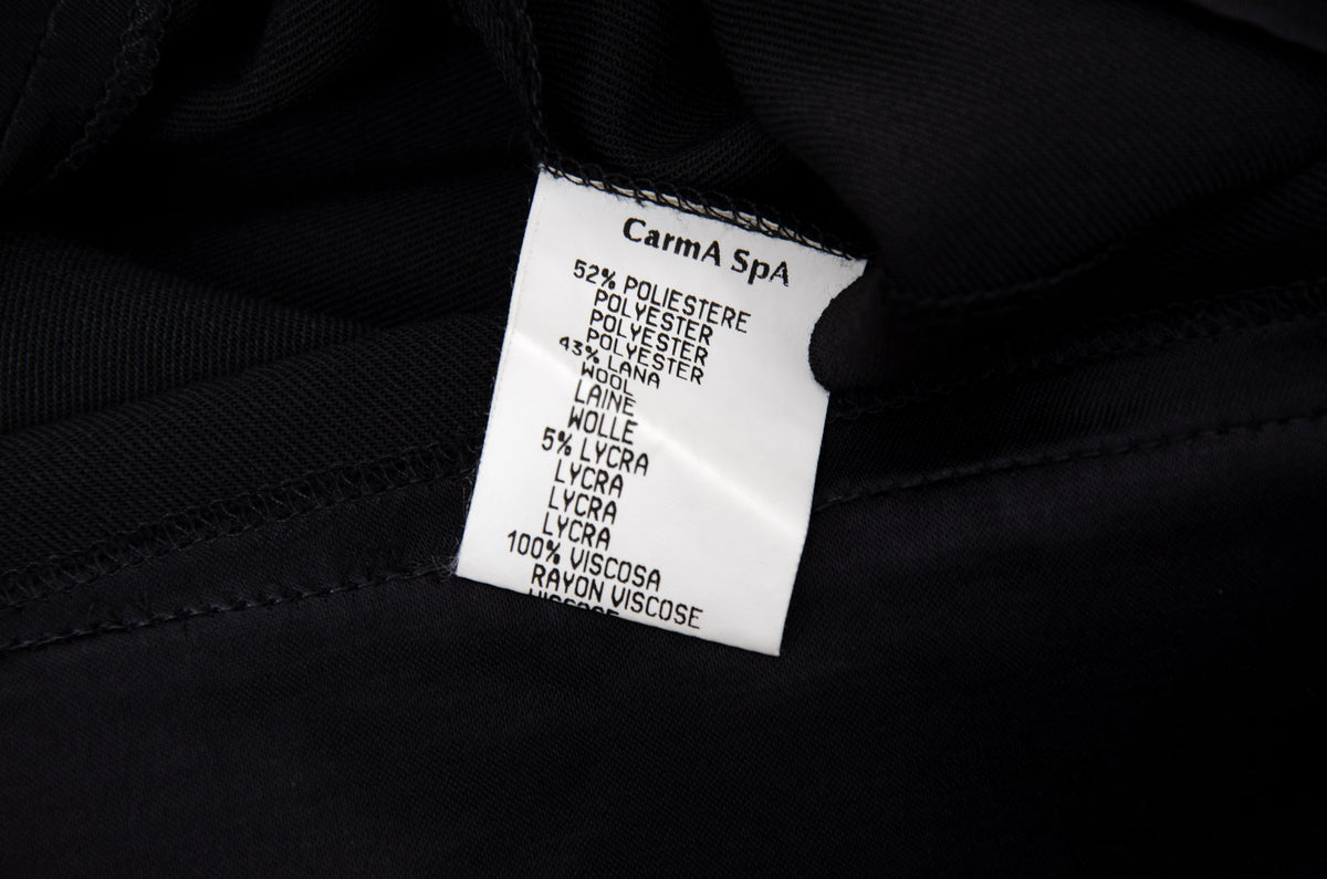 F/W 2001 Simultaneous black mini wrap skirt with pleated satin cummerbund waistband