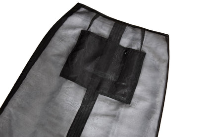 F/W 2000 Amaya Arzuaga linen blenc sheer cargo pocket skirt - Made in Spain