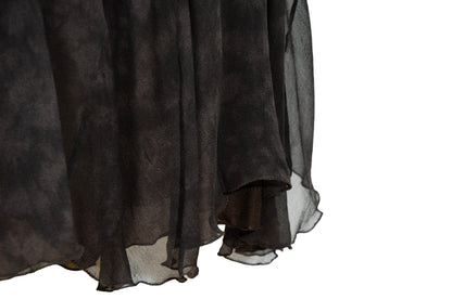 90s Italian brand 100% silk brown watercolor midi skirt - Made in Italy