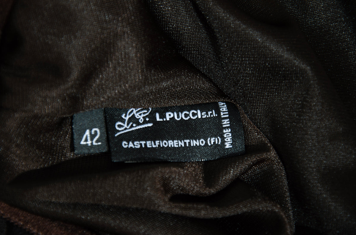90s Italian brand 100% silk brown watercolor midi skirt - Made in Italy