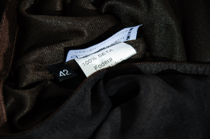 90s Italian brand 100% silk brown watercolor midi skirt - Made in Italy