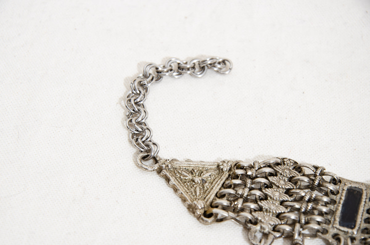 Vintage Kuchi tribal bib choker necklace with coin pendants - Vintage ethnic jewelry