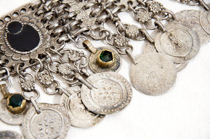 Vintage Kuchi tribal bib choker necklace with coin pendants - Vintage ethnic jewelry