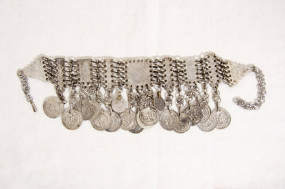 Vintage Kuchi tribal bib choker necklace with coin pendants - Vintage ethnic jewelry
