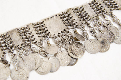 Vintage Kuchi tribal bib choker necklace with coin pendants - Vintage ethnic jewelry