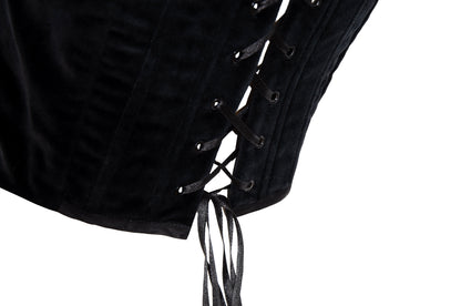1990s Nicole Cadine black velvet corset with crystal beads and lace-up back