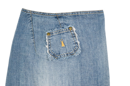 2000s Cop Copine light wash denim wrap skirt / Made in France