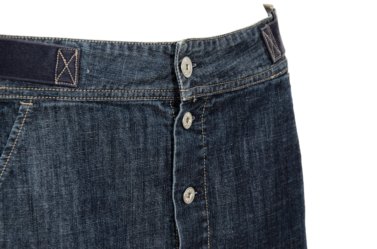 2000s Marithé + François Girbaud technical button front denim mini skirt with buckle details