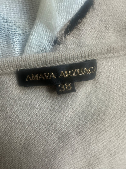 Vintage Amaya Arzuaga wool blend knit deconstructed top with woven ribbon appliqué