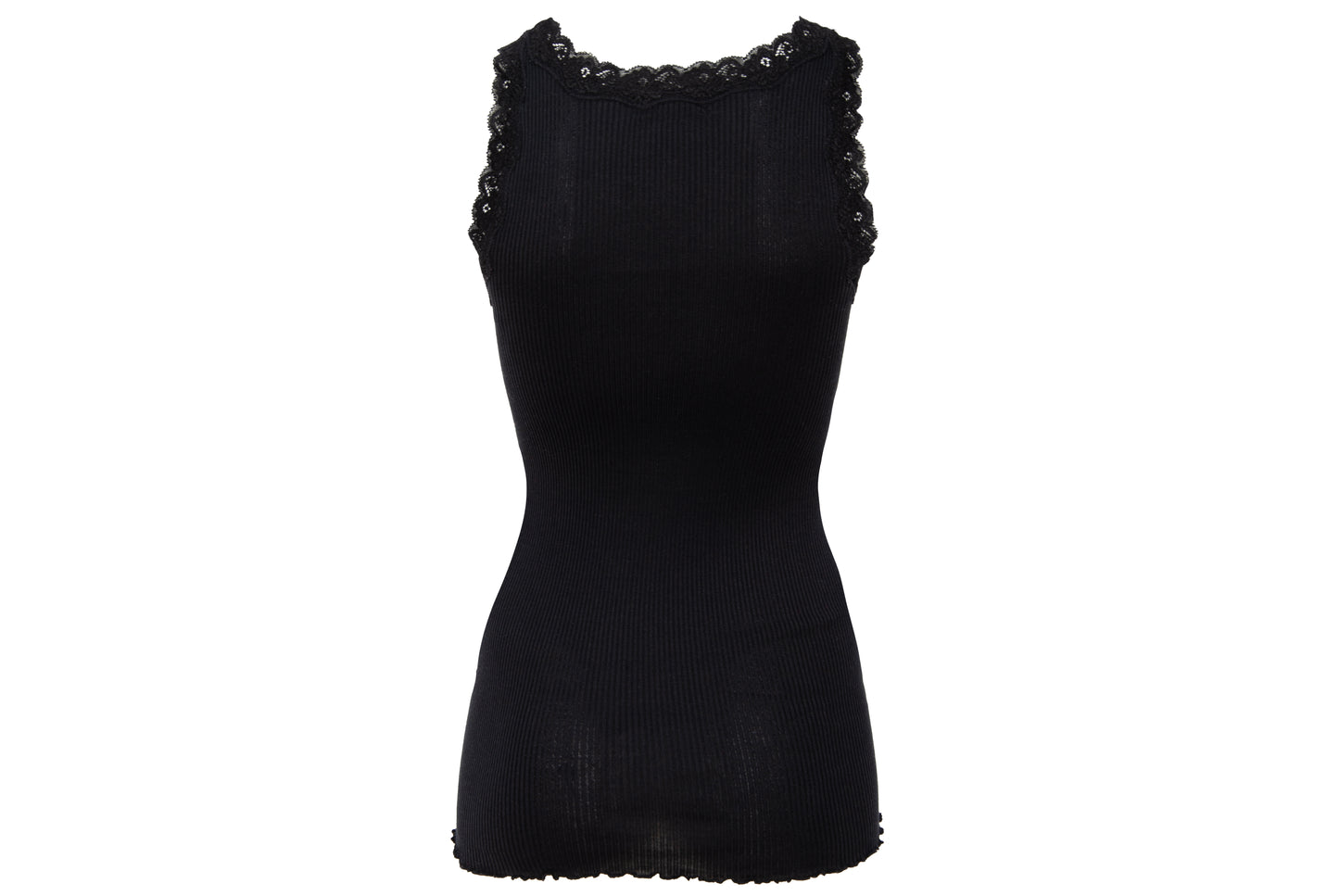 90s silk and cotton plunging neckline lace trim sleeveless top