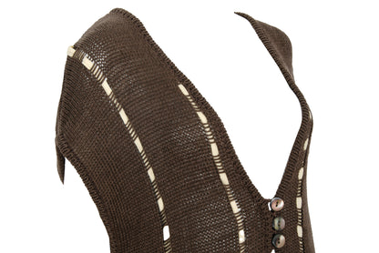 Vintage PierAntonioGaspari brown cotton knit convertible 2-in-1 sleeveless top - Made in Italy