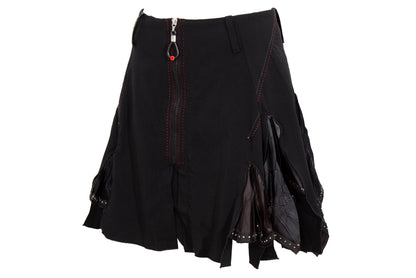 2000s Marithé + François Girbaud asymmetrical pleats zip front black skirt
