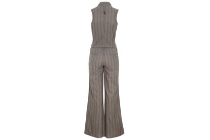 2000s Cop Copine sleeveless flared legs exposed zip utility jumpsuit