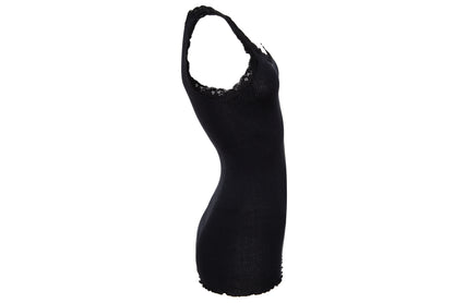 90s silk and cotton plunging neckline lace trim sleeveless top