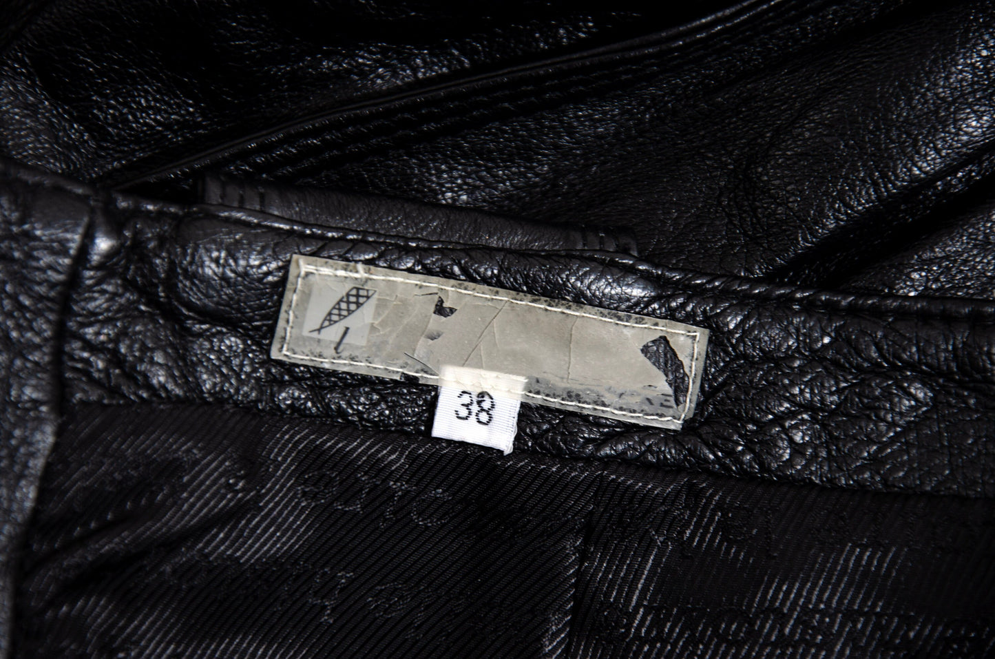 Vintage asymmetrical avant garde cargo pocket black leather skirt / Early 2000s French brand skirt