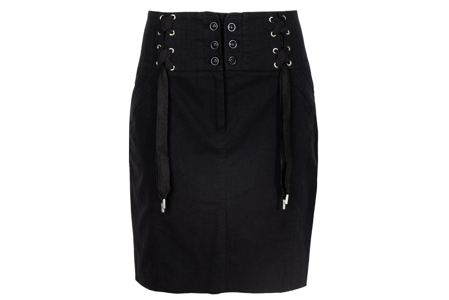 2000s Antonio Berardi black "corset" skirt / Tactical lace up front mini skirt / Made in Italy