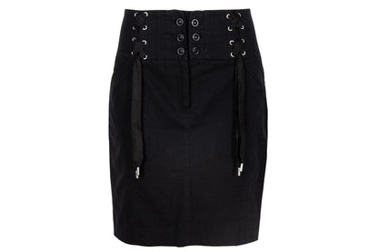 2000s Antonio Berardi black "corset" skirt / Tactical lace up front mini skirt / Made in Italy