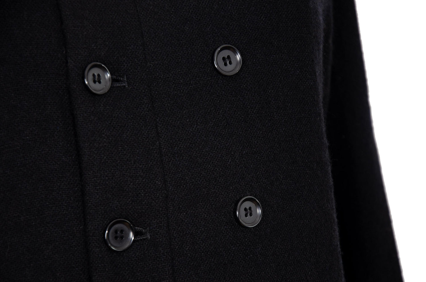 Pas de Calais black wool blend double breasted artisanal coat / Made in Japan