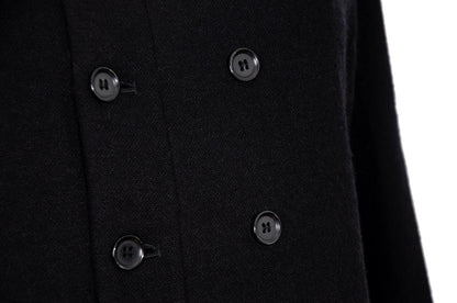 Pas de Calais black wool blend double breasted artisanal coat / Made in Japan