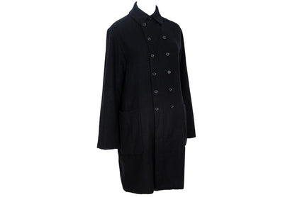 Pas de Calais black wool blend double breasted artisanal coat / Made in Japan