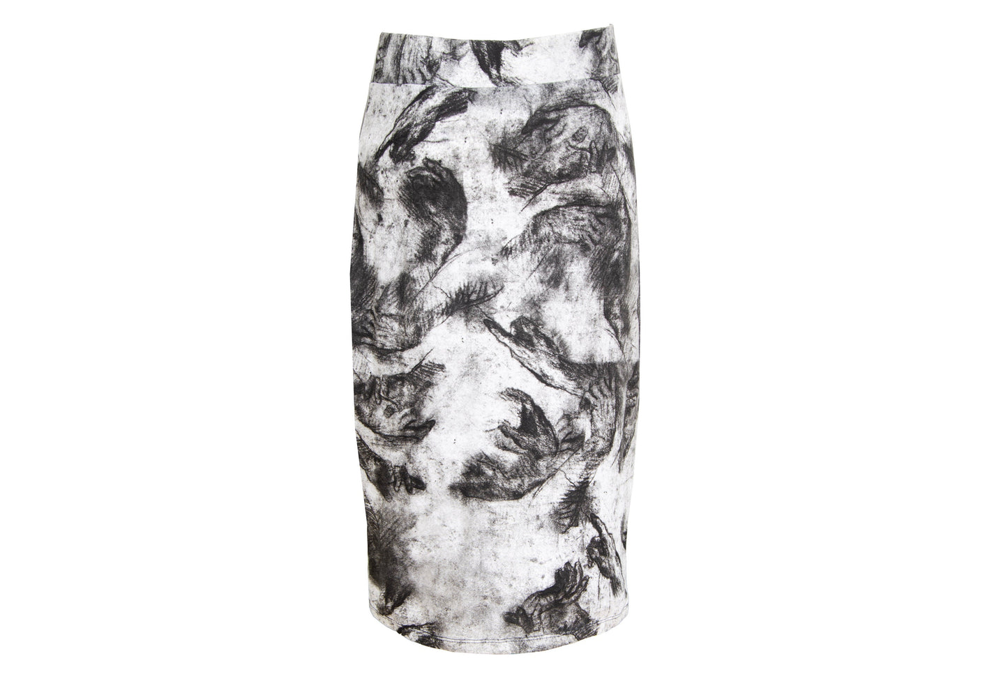 Vintage black and white charcoal drawing greek statue print skirt / Made in Spain