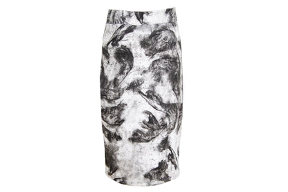 Vintage black and white charcoal drawing greek statue print skirt / Made in Spain