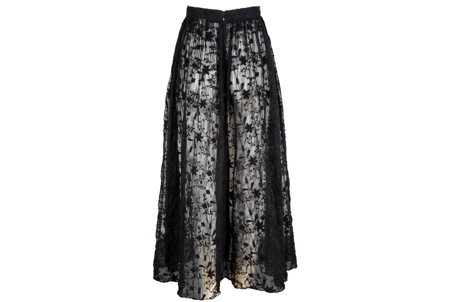 90s Marcel Marongiu sheer high waist lace maxi skirt / Made in France