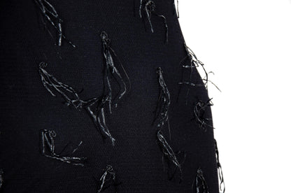 Vintage Amaya Arzuaga black mesh gown with shaggy nylon thread details / Made in Spain