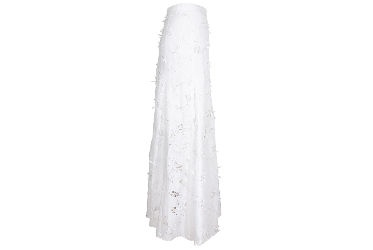 S/S 2004 Simultaneous white laser cut openwork fabric maxi skirt / Made in Italy