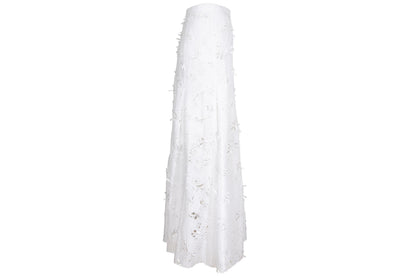 S/S 2004 Simultaneous white laser cut openwork fabric maxi skirt / Made in Italy