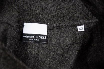 Vintage Collection Privée? gray wool skirt with oversized black leather belt - Made in Italy