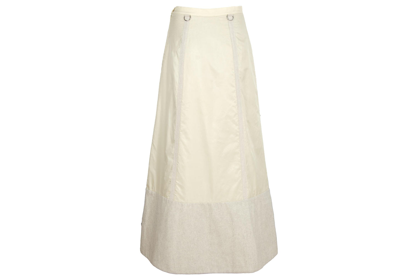 2000s Simultaneous Maxi Skirt, Beige Wool & Nylon, D-Ring Detail, Size S