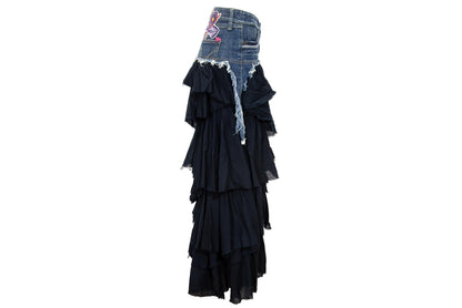 2000s Nolita denim skirt with tiered ruffle lower part / Made in Italy
