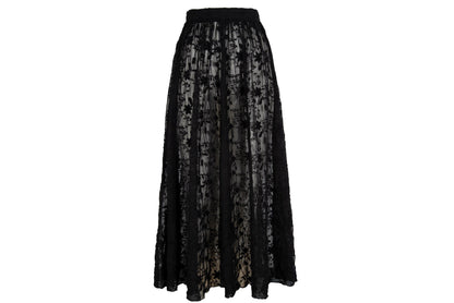 90s Marcel Marongiu sheer high waist lace maxi skirt / Made in France