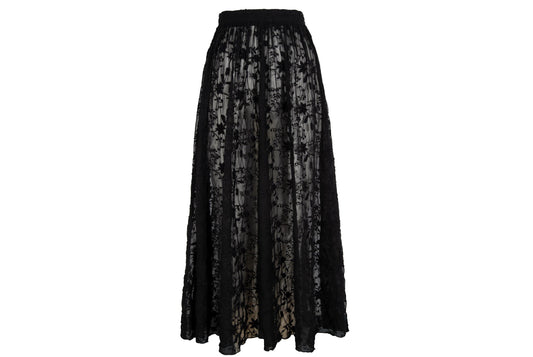 90s Marcel Marongiu sheer high waist lace maxi skirt / Made in France