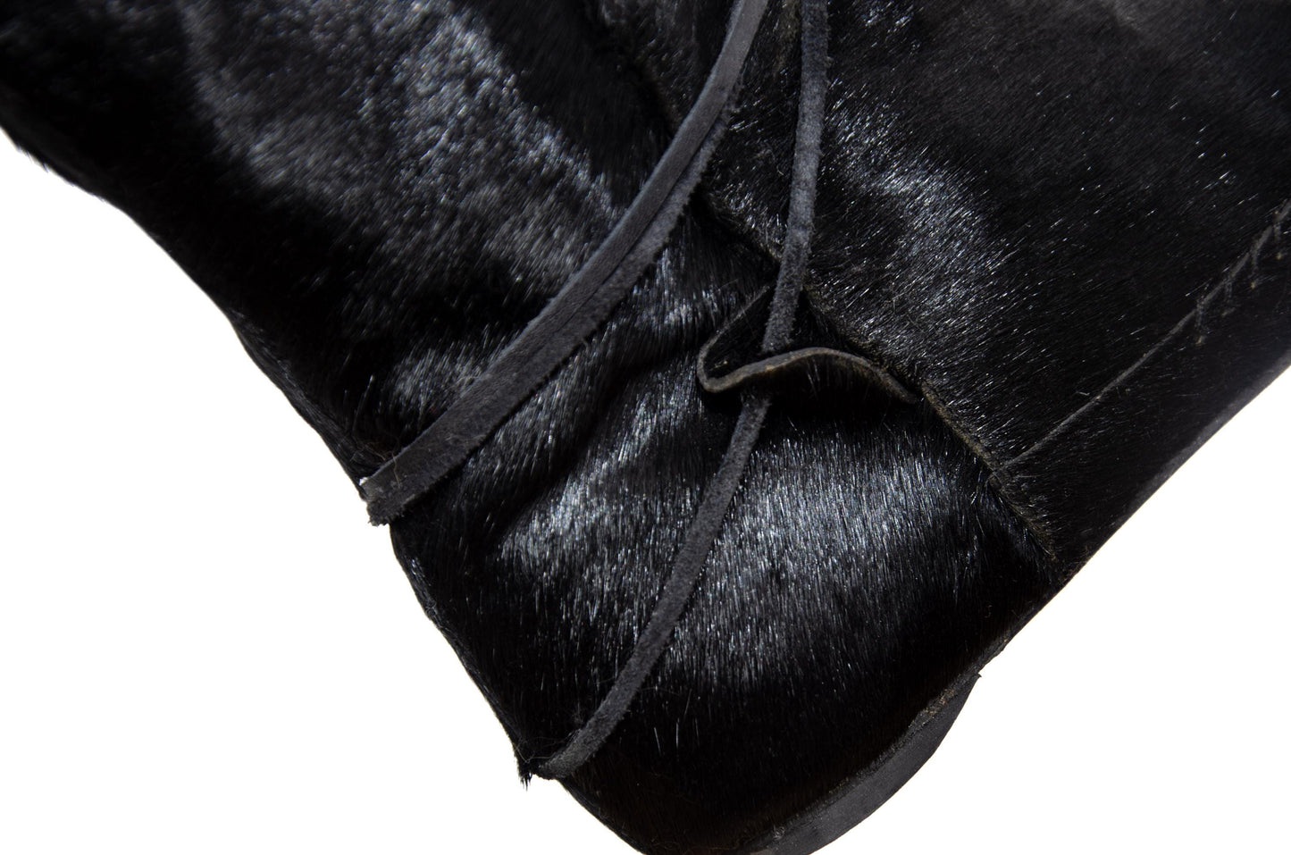 F/W 2005 Marithé + François Girbaud black pony hair tall boots