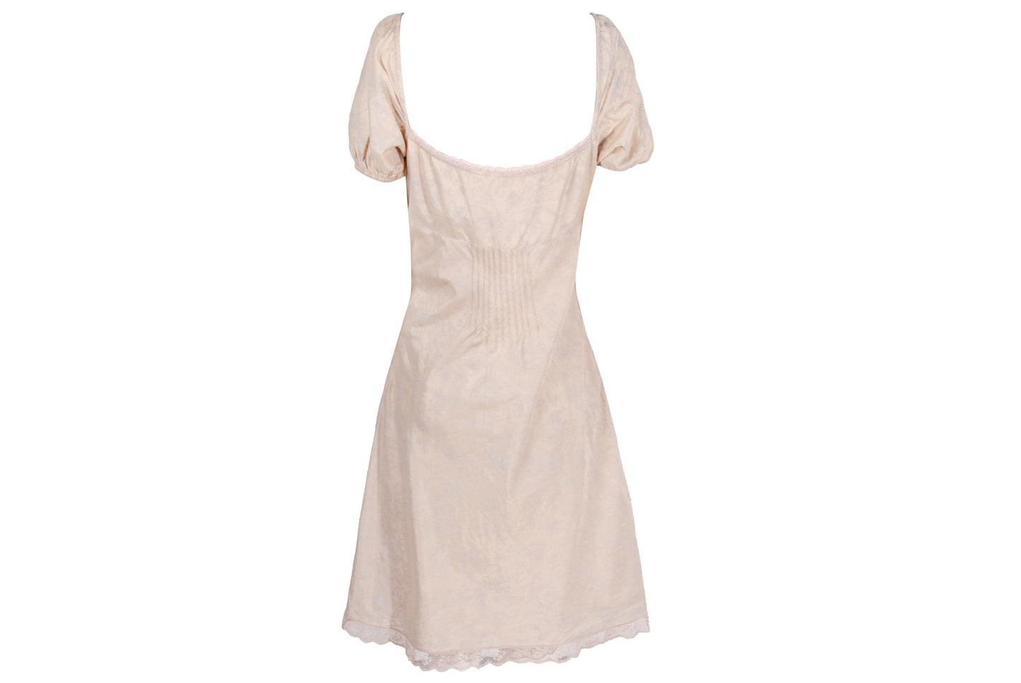 Vintage silk and cotton blend soft pink milkmaid puffy sleeves midi dress