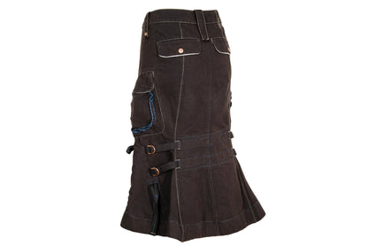 S/S 2003 Marithé + François Girbaud brown cotton cargo multi-pocket skirt / Made in Italy