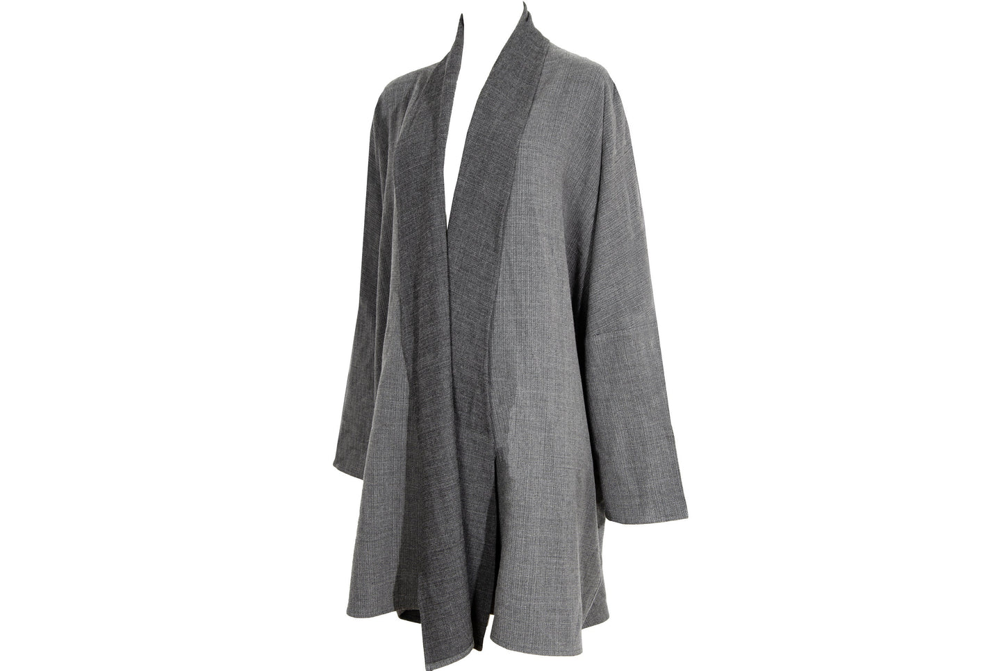 Eskandar grey wool loose draped oversized kimono coat
