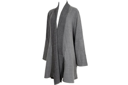 Eskandar grey wool loose draped oversized kimono coat
