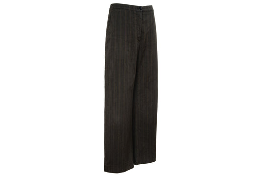 Vintage Dries Van Noten wool & cotton straight wide striped trousers.